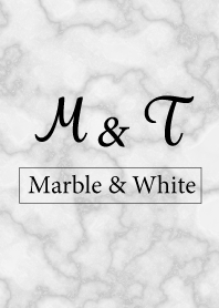 【M&T】イニシャル 大理石モノトーン白