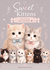 Greige Sweet Ribbon Kittens