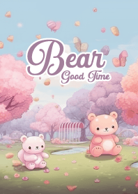 น้องหมีเล่นในสวนซากุระ