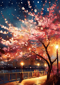 Beautiful night cherry blossoms#984