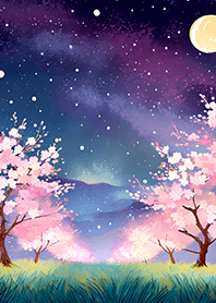 Beautiful night cherry blossoms#887