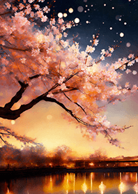 Beautiful night cherry blossoms#817