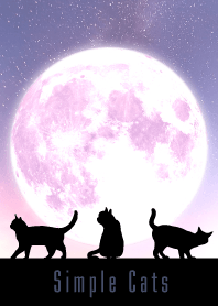 シンプルな猫 :満月 ピンクパープル