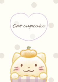 Cat cupcake -beige- dot