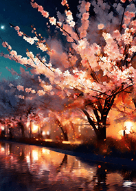 Beautiful night cherry blossoms#1267