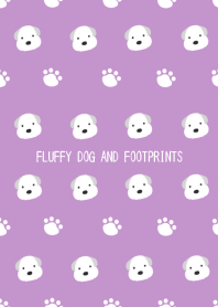 FLUFFY DOG AND FOOTPRINTS-PINK PURPLE