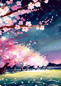 Beautiful night cherry blossoms#1905