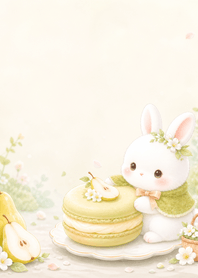 Moss White Rabbit Pear Macaron