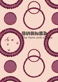 The lions and circles-azuki,  maroon.
