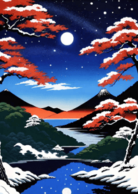 Starry sky, sea and lake, Ukiyo-e 8cc2