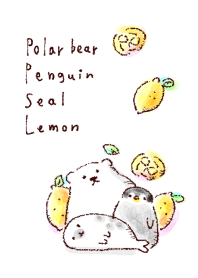 北極熊 企鵝 海豹 檸檬 白色的 藍色的