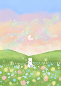 Spring flowers field