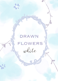 Drawn flowers white