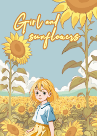 Girl and Sunflowers Field - Beige02