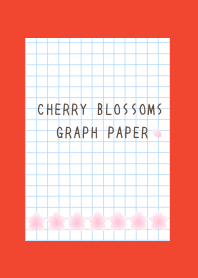 CHERRY BLOSSOMS GRAPH PAPER-RED