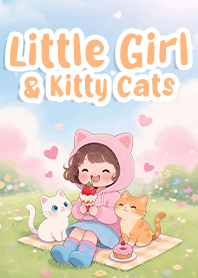 Little Girl & Kitty Cats