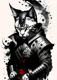 Ink wash cat samurai 90c429