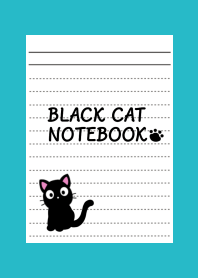 BLACK CAT NOTEBOOK-TURQUOISE BLUEj