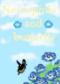 Nemophila and butterfly
