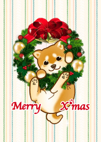 Christmas wreath with Shiba dog! (green)