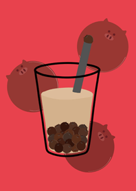 豚の形をしたミルクティー！(明るい赤)