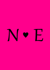 Initial "N & E" Vivid pink & black.