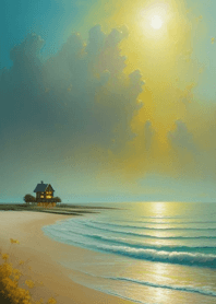 Summer beach, white clouds 9cE9aF
