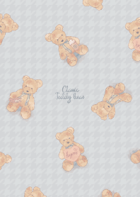 classic teddy bear / blue ribbon .