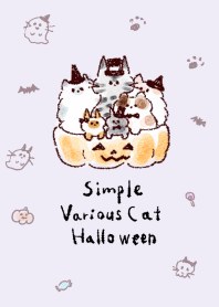 Various cats Halloween purple white