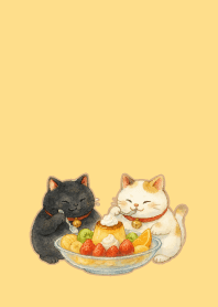 W & B Beckoning Cats3 on b & y