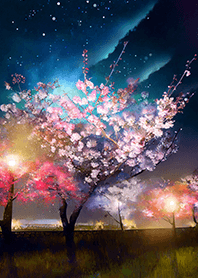 Beautiful night cherry blossoms#1351
