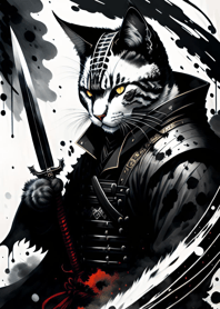 Ink wash cat samurai 57358c
