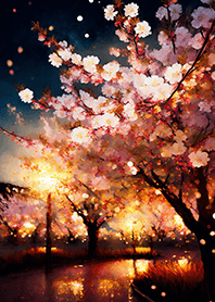 Beautiful night cherry blossoms#228