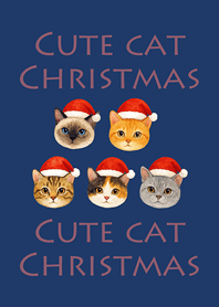 可愛貓咪聖誕節-深藍色