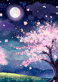 Beautiful night cherry blossoms#1244