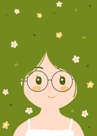 Cute girl and flowers