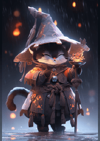 Black magic kitten wizard