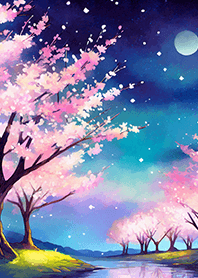 Beautiful night cherry blossoms#901