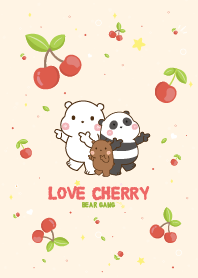 Three Bears Love Cherry Kawaii