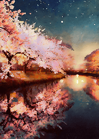 Beautiful night cherry blossoms#1039