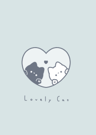 Pair Cats in Heart(line)/light blue wh.