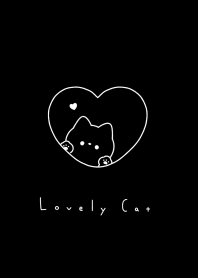 Cat in Heart(line)/black,wh line