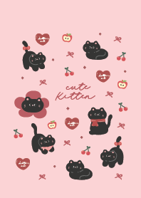 Cat Black Cute : Love Pink