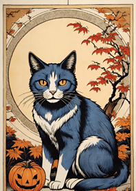 浮世絵 - 万聖節猫 3f02A0