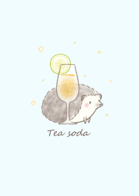 Hedgehog and Tea soda -blue-