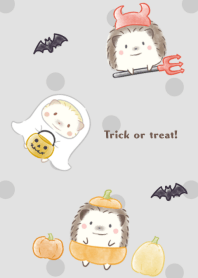 Hedgehog and Halloween -gray- dot