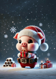 Cute Santa Piglet in Christmas