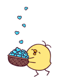 light blue heart & funny chick.