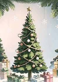 ต้นคริสต์มาสสีสันสดใสสวยงาม