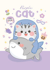 Hello! cat shark minimal purple